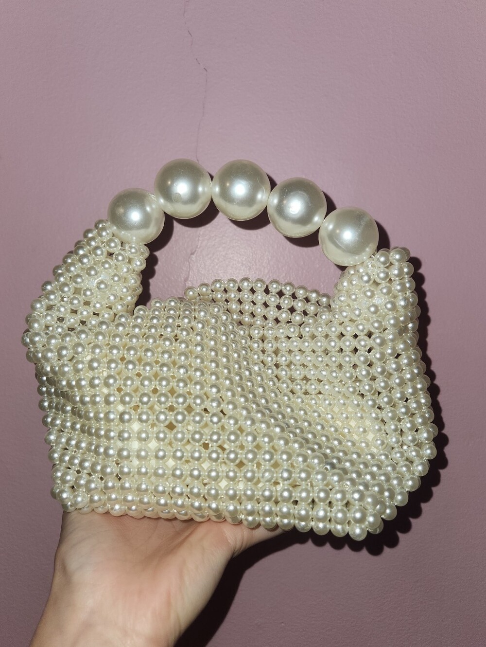 Betts Cream Pearl Beaded Mini Top-Handle Bag